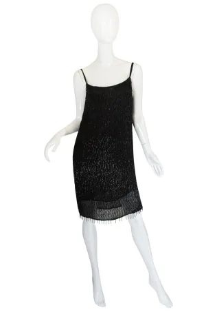 1980s Gianfranco Ferre Beaded Fringe Mini Dress