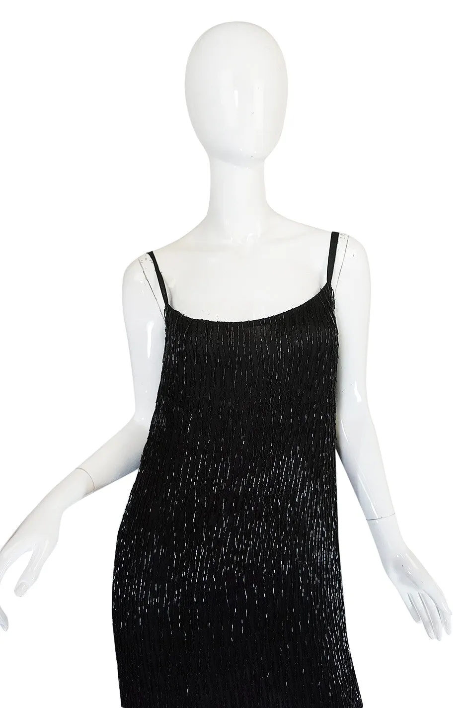 1980s Gianfranco Ferre Beaded Fringe Mini Dress
