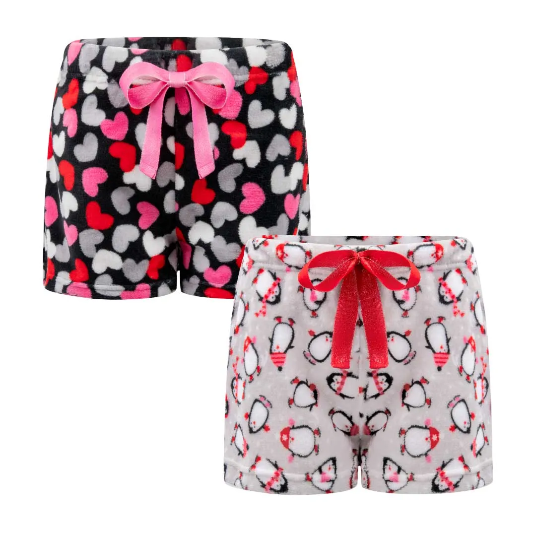 2-Pack Plush Fleece Pajama Shorts