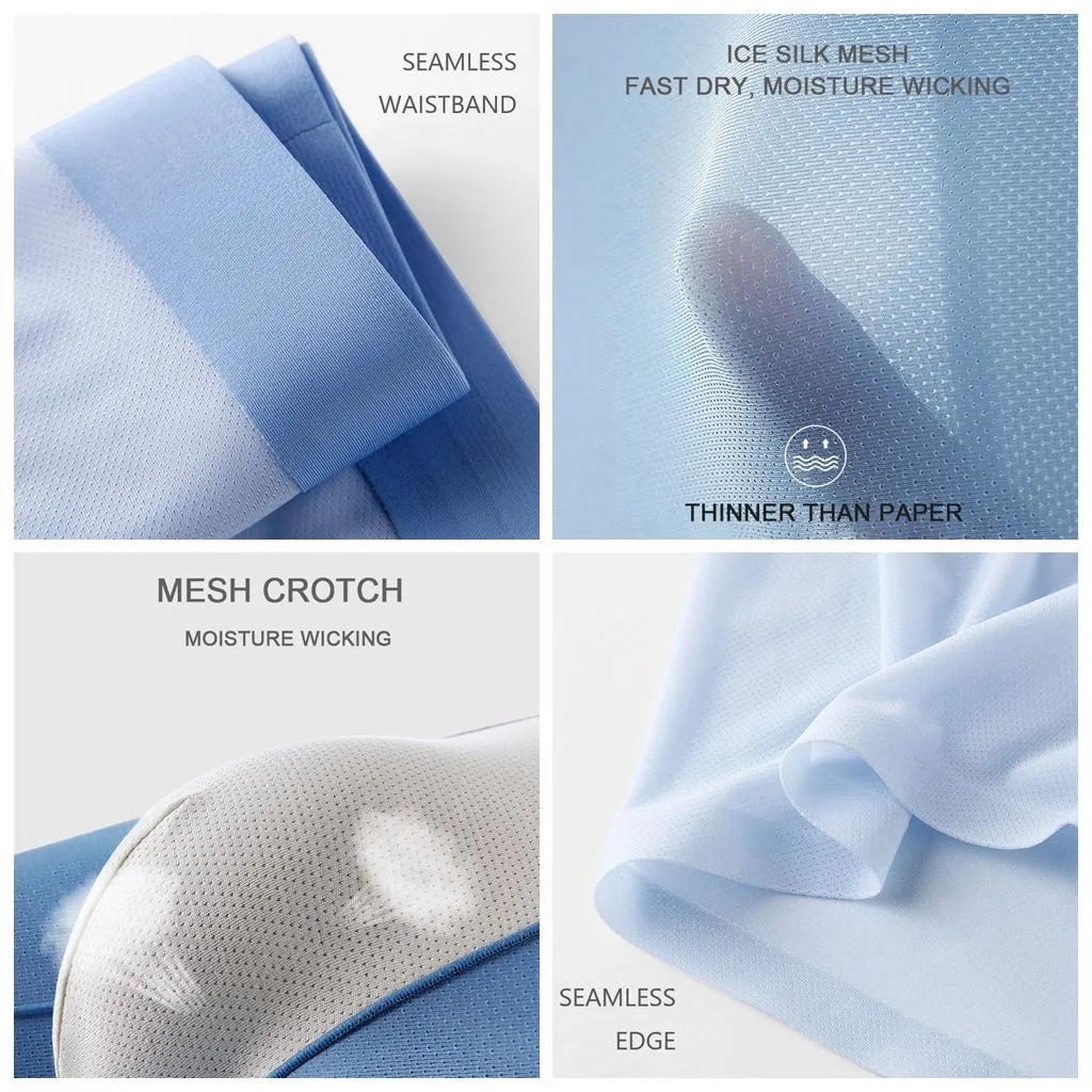 4-Pack Ultra Thin Ice Silk Mesh Underpants for Men JEWYEE 1176