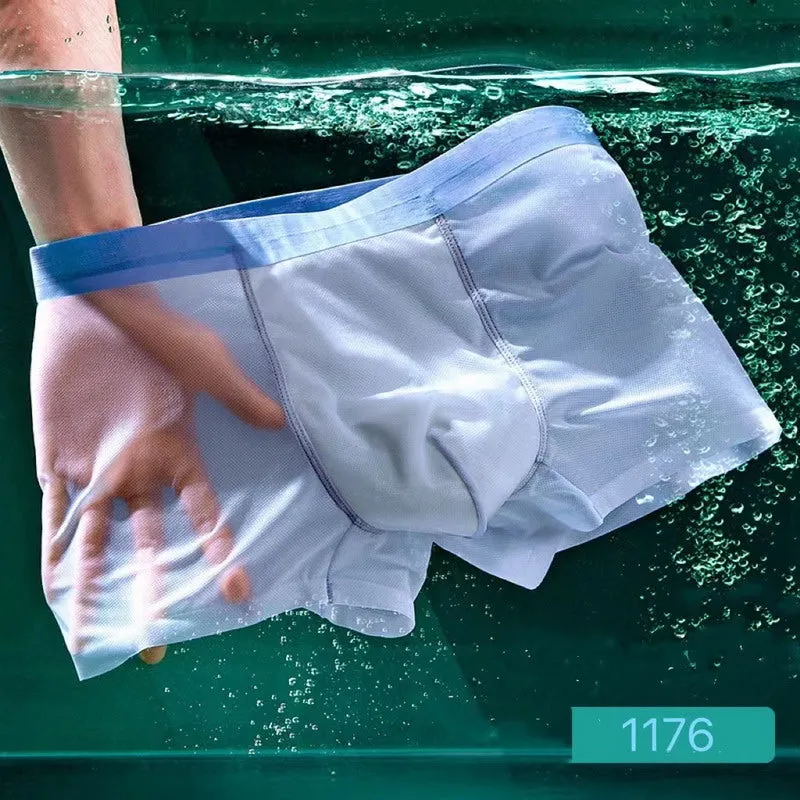 4-Pack Ultra Thin Ice Silk Mesh Underpants for Men JEWYEE 1176