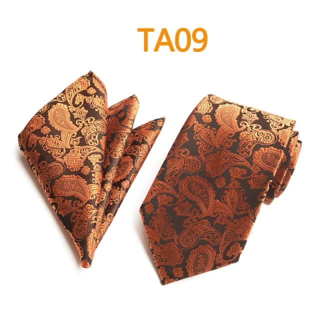 55 Style Silk Neck Ties & Pocket Square Hanky Suit Set