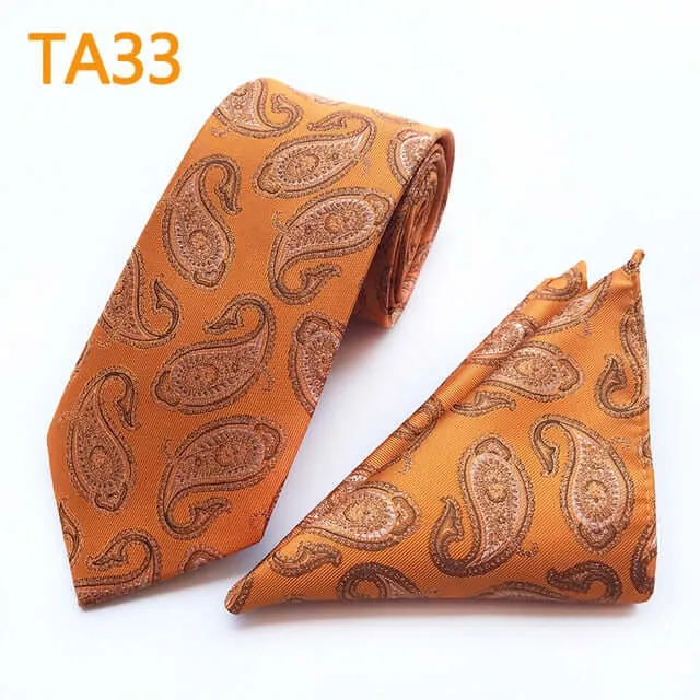 55 Style Silk Neck Ties & Pocket Square Hanky Suit Set
