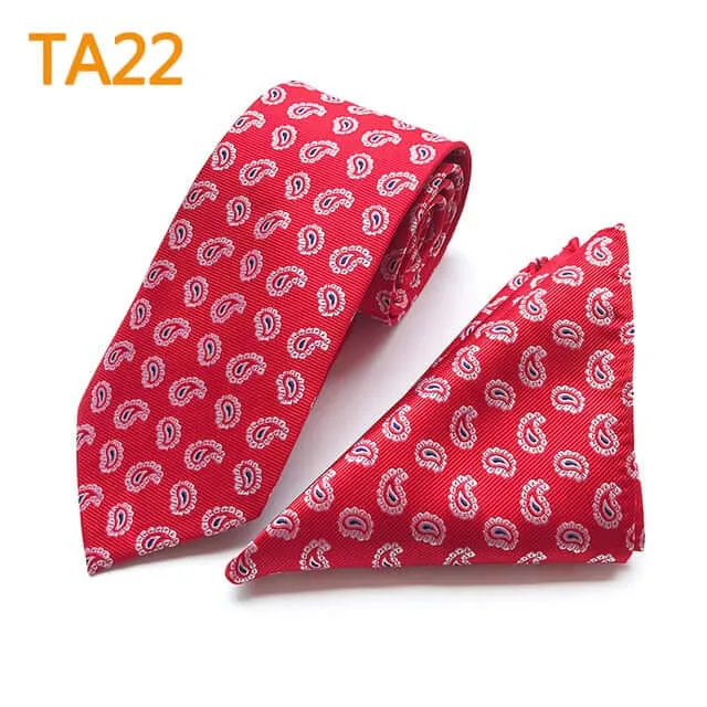 55 Style Silk Neck Ties & Pocket Square Hanky Suit Set