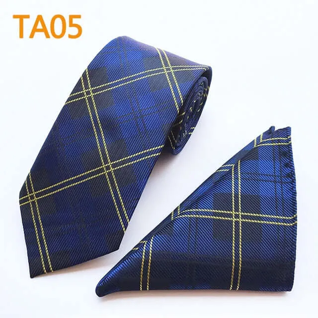 55 Style Silk Neck Ties & Pocket Square Hanky Suit Set