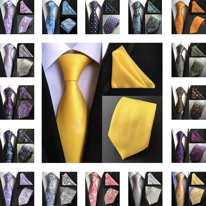 55 Style Silk Neck Ties & Pocket Square Hanky Suit Set