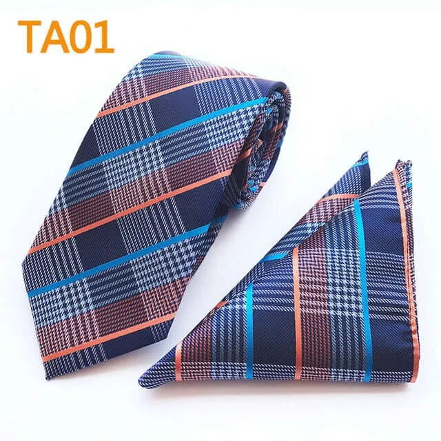55 Style Silk Neck Ties & Pocket Square Hanky Suit Set