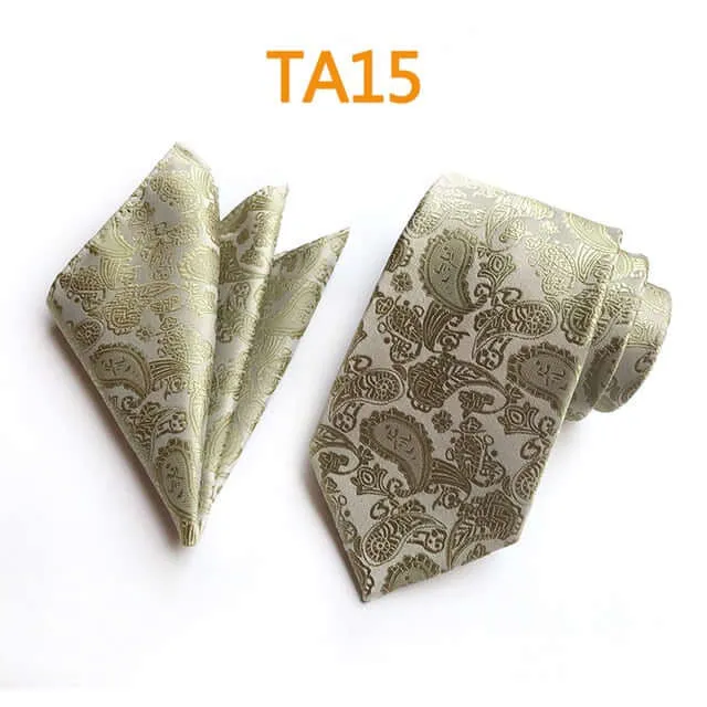 55 Style Silk Neck Ties & Pocket Square Hanky Suit Set