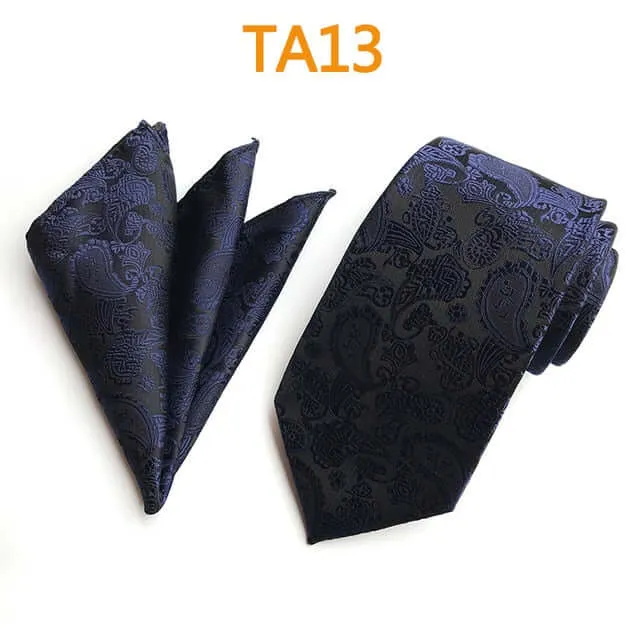 55 Style Silk Neck Ties & Pocket Square Hanky Suit Set