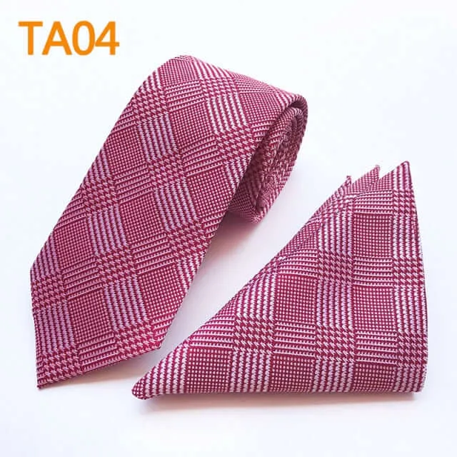 55 Style Silk Neck Ties & Pocket Square Hanky Suit Set