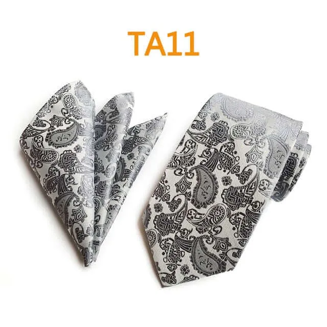 55 Style Silk Neck Ties & Pocket Square Hanky Suit Set