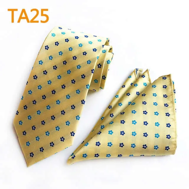 55 Style Silk Neck Ties & Pocket Square Hanky Suit Set