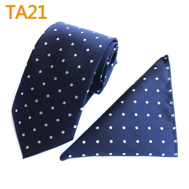 55 Style Silk Neck Ties & Pocket Square Hanky Suit Set