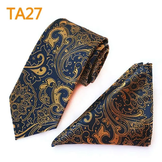 55 Style Silk Neck Ties & Pocket Square Hanky Suit Set