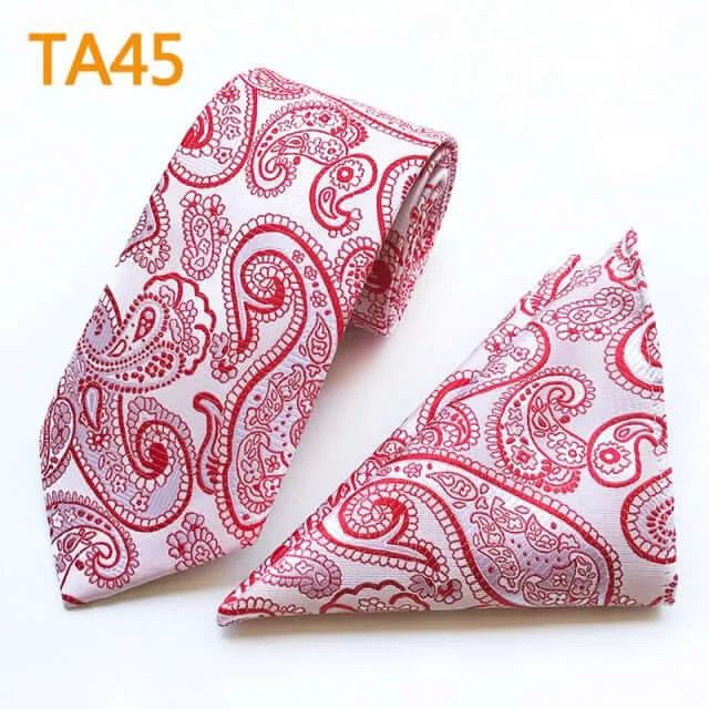 55 Style Silk Neck Ties & Pocket Square Hanky Suit Set
