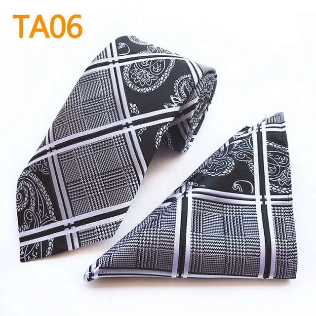 55 Style Silk Neck Ties & Pocket Square Hanky Suit Set