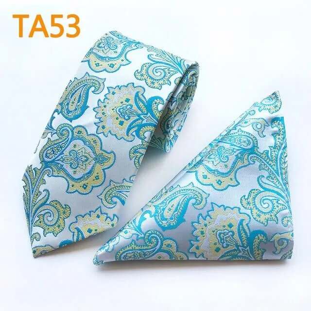 55 Style Silk Neck Ties & Pocket Square Hanky Suit Set