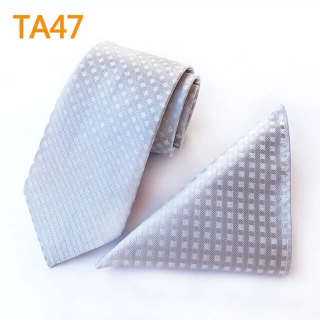 55 Style Silk Neck Ties & Pocket Square Hanky Suit Set