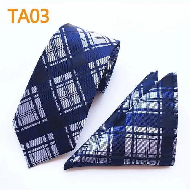 55 Style Silk Neck Ties & Pocket Square Hanky Suit Set