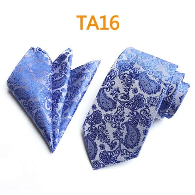 55 Style Silk Neck Ties & Pocket Square Hanky Suit Set