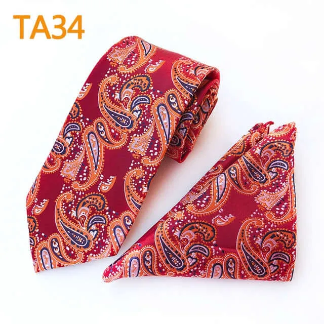 55 Style Silk Neck Ties & Pocket Square Hanky Suit Set