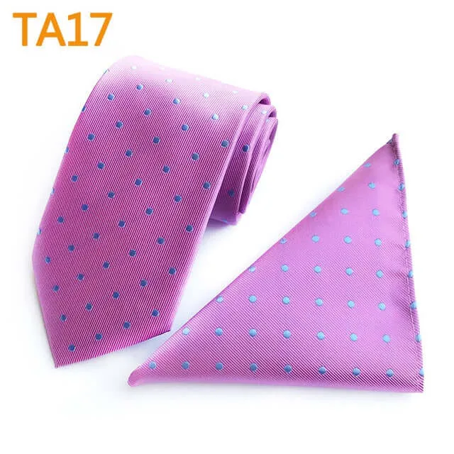 55 Style Silk Neck Ties & Pocket Square Hanky Suit Set