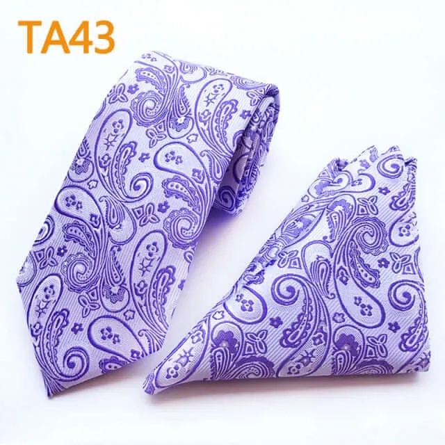 55 Style Silk Neck Ties & Pocket Square Hanky Suit Set