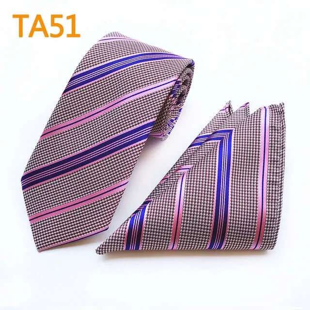 55 Style Silk Neck Ties & Pocket Square Hanky Suit Set