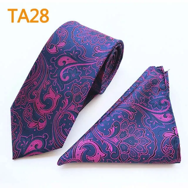 55 Style Silk Neck Ties & Pocket Square Hanky Suit Set