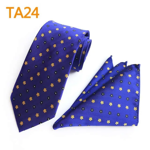 55 Style Silk Neck Ties & Pocket Square Hanky Suit Set