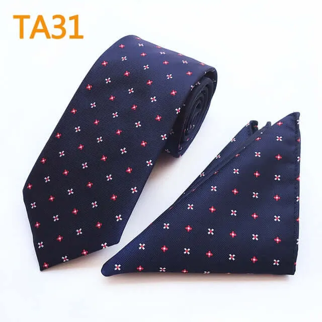 55 Style Silk Neck Ties & Pocket Square Hanky Suit Set