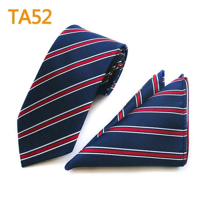 55 Style Silk Neck Ties & Pocket Square Hanky Suit Set