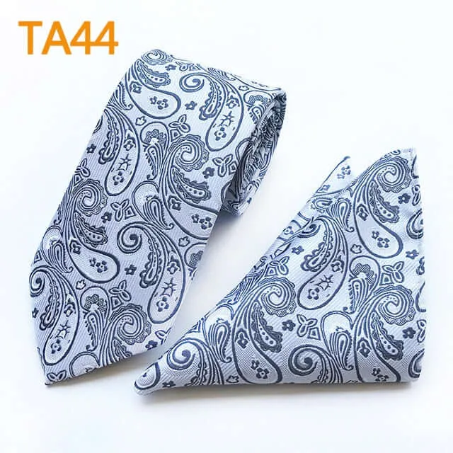 55 Style Silk Neck Ties & Pocket Square Hanky Suit Set