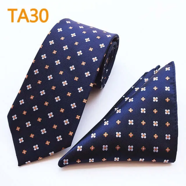 55 Style Silk Neck Ties & Pocket Square Hanky Suit Set