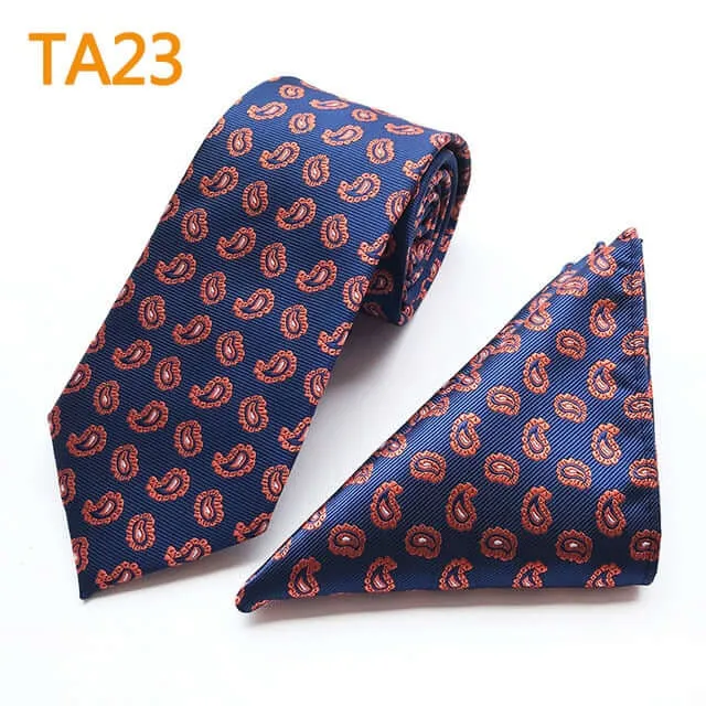 55 Style Silk Neck Ties & Pocket Square Hanky Suit Set