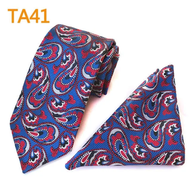 55 Style Silk Neck Ties & Pocket Square Hanky Suit Set