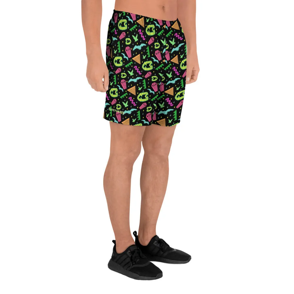 90s Style Goth Vampire Pattern Men's Athletic Long Shorts / All Over Print
