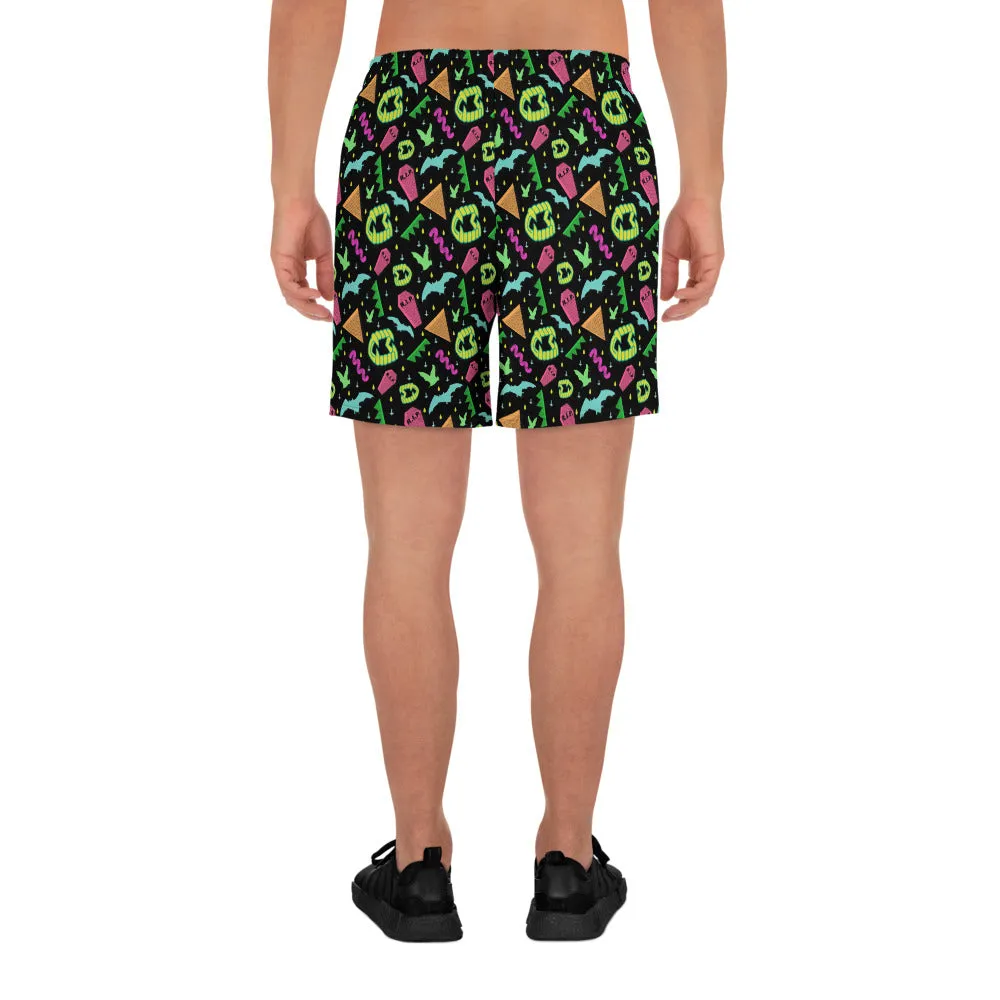 90s Style Goth Vampire Pattern Men's Athletic Long Shorts / All Over Print