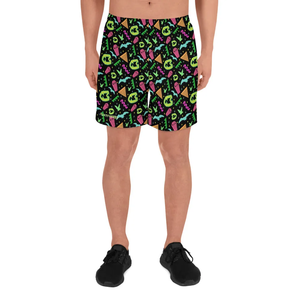 90s Style Goth Vampire Pattern Men's Athletic Long Shorts / All Over Print