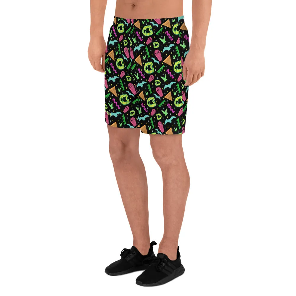 90s Style Goth Vampire Pattern Men's Athletic Long Shorts / All Over Print