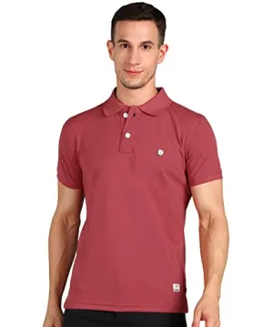 Alan Jones Clothing Solid Men's Polo Neck T-Shirt (Desert Rose_L)
