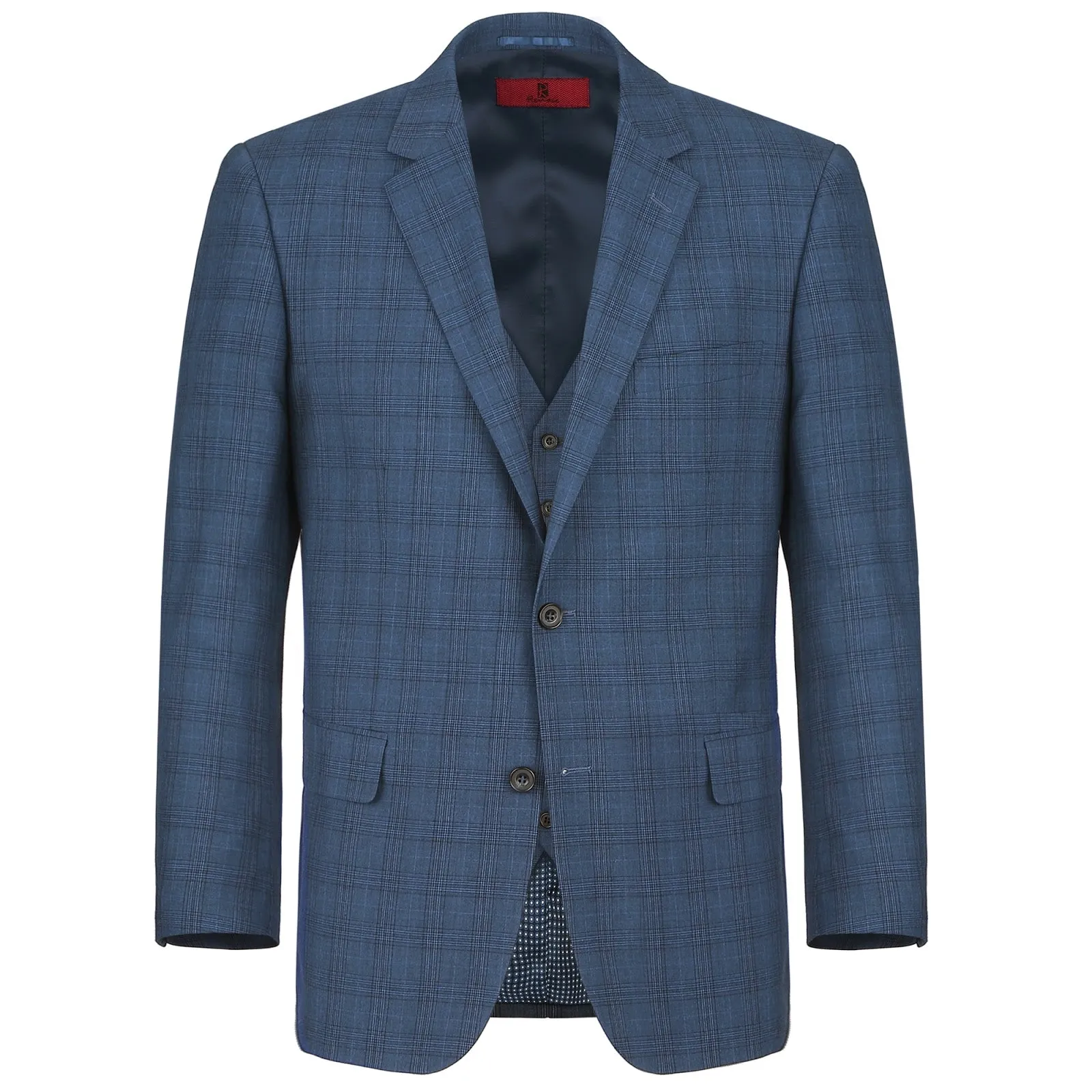 Alessandro Vitello by Renoir 3-Piece Classic Fit Single Breasted Windowpane Suit 278-2