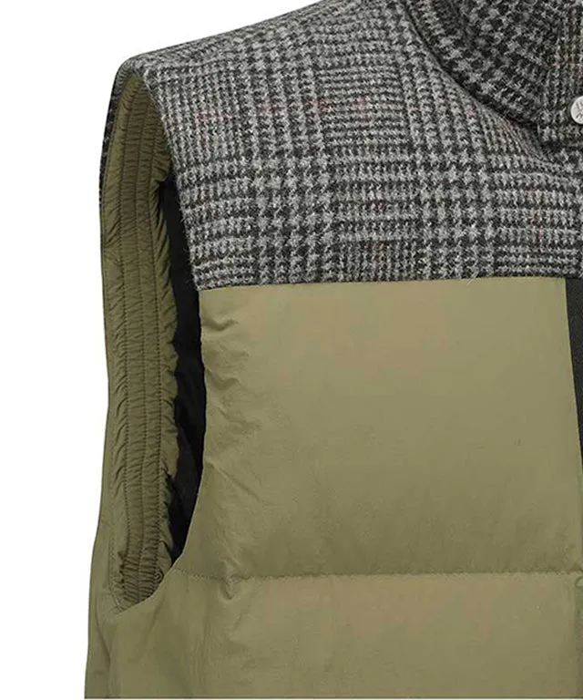 ANEW Golf: Men's Check Mix Down Vest - Khaki