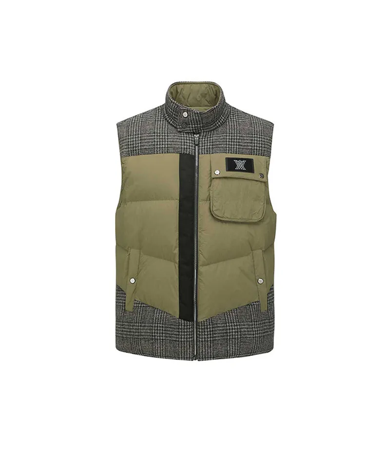 ANEW Golf: Men's Check Mix Down Vest - Khaki