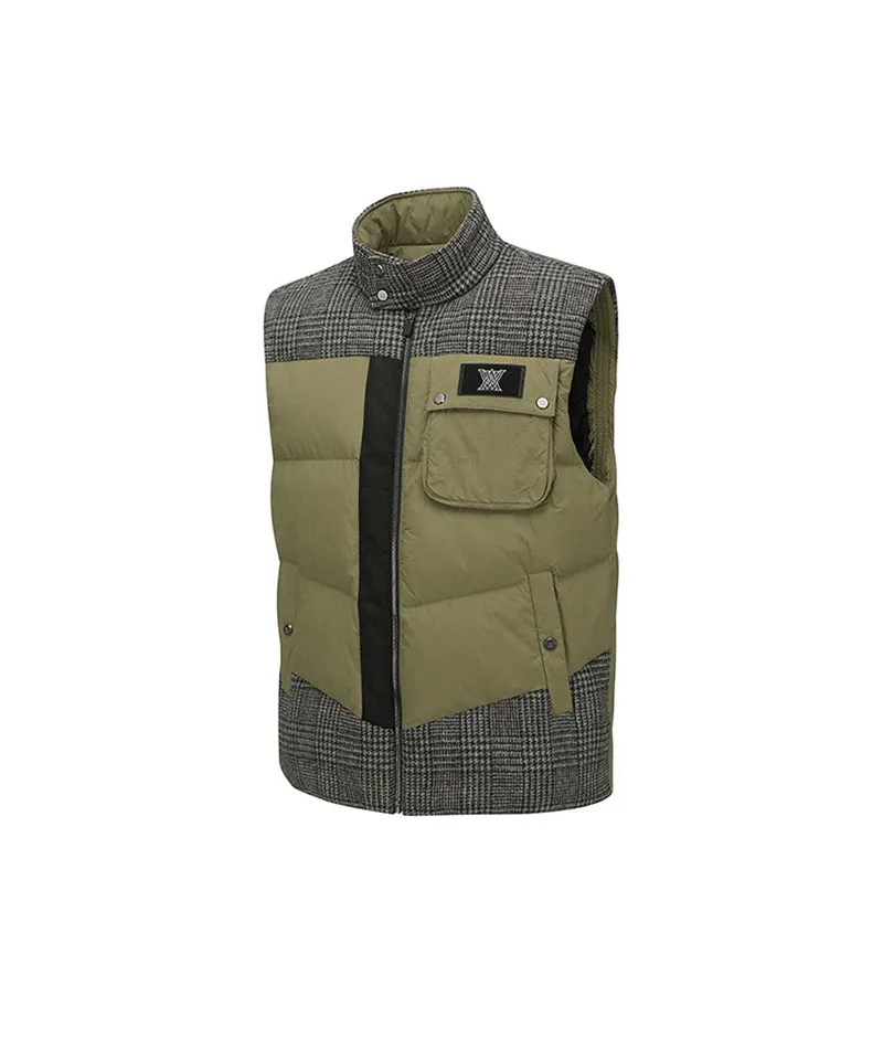 ANEW Golf: Men's Check Mix Down Vest - Khaki