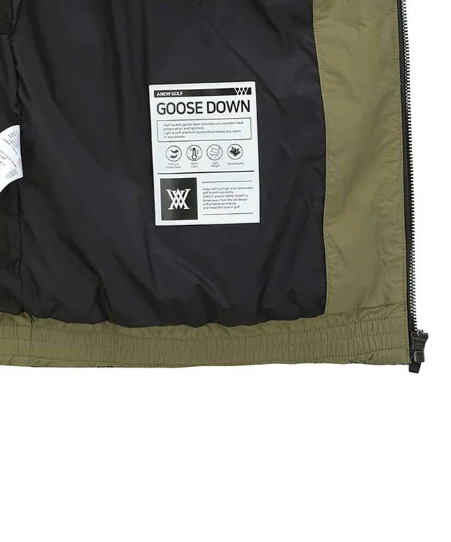 ANEW Golf: Men's Check Mix Down Vest - Khaki