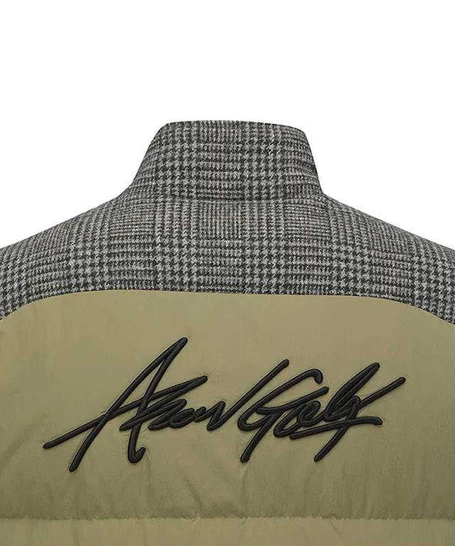ANEW Golf: Men's Check Mix Down Vest - Khaki