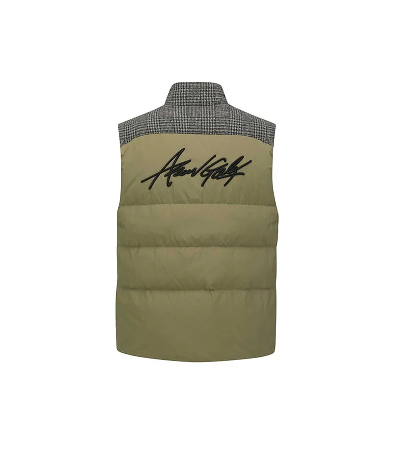 ANEW Golf: Men's Check Mix Down Vest - Khaki