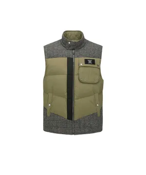 ANEW Golf: Men's Check Mix Down Vest - Khaki
