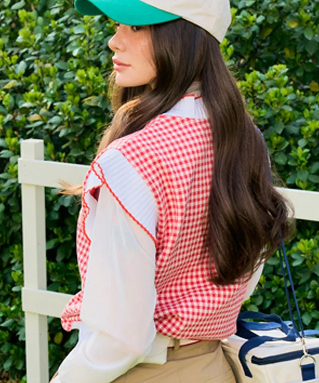 BENECIA 12 Red Checked Vest